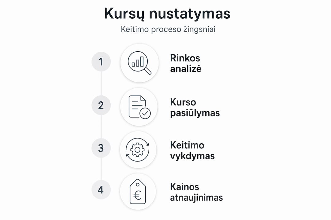 Infografikas: kaip nustatomi valiutų kursai – pagrindiniai etapai