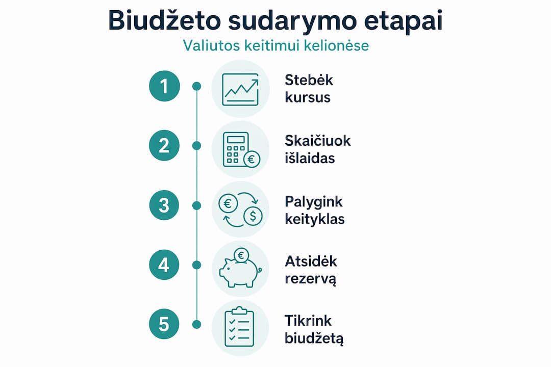 Infografikas: kaip pasiruošti valiutos keitimui – pagrindiniai biudžeto planavimo žingsniai