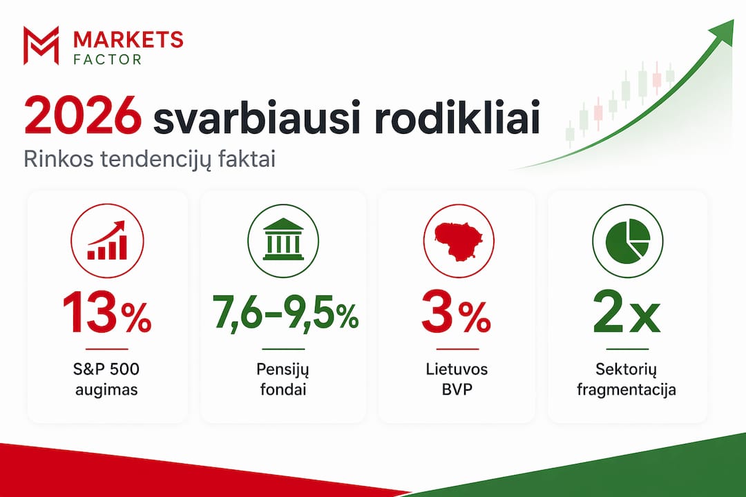 2026 metų rinkos pagrindinių rodiklių statistinė infografika