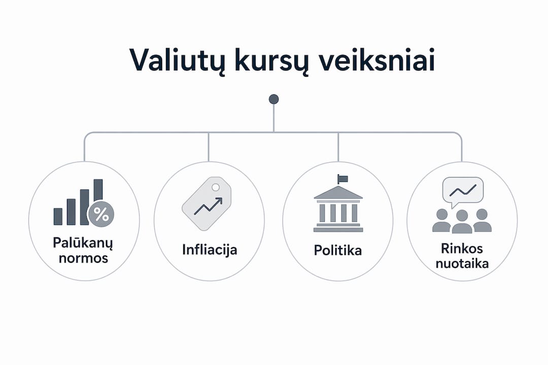 Infografikas: kokie veiksniai lemia valiutų kursų pokyčius