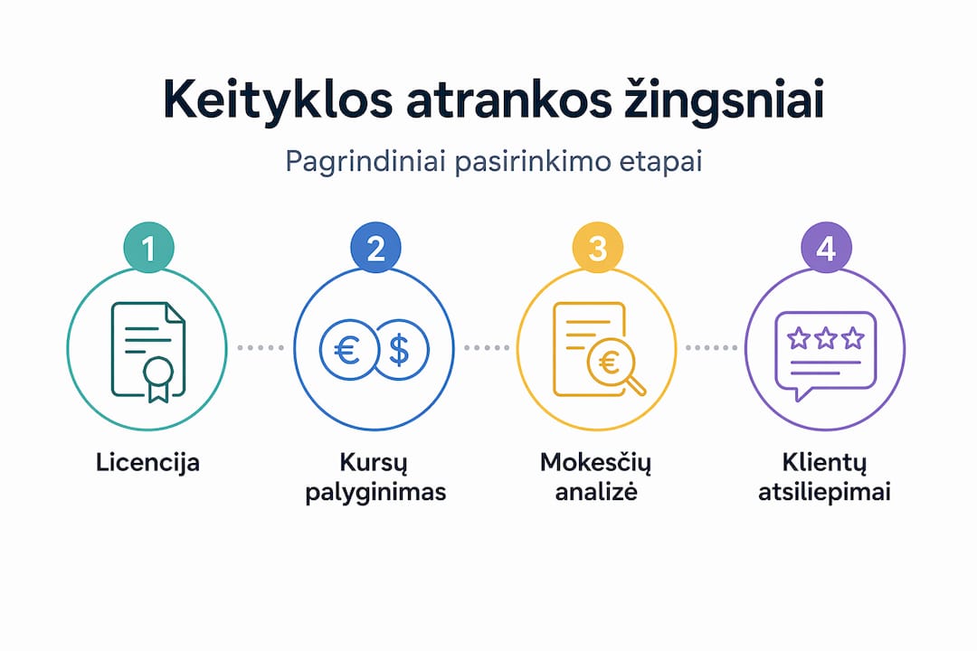 Infografikas: kaip išsirinkti tinkamiausią valiutos keityklą – žingsnis po žingsnio