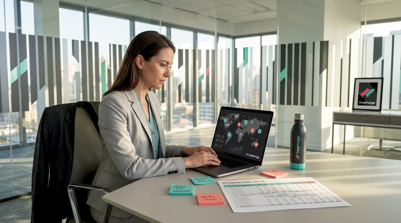 Financial analyst managing global FX exposures