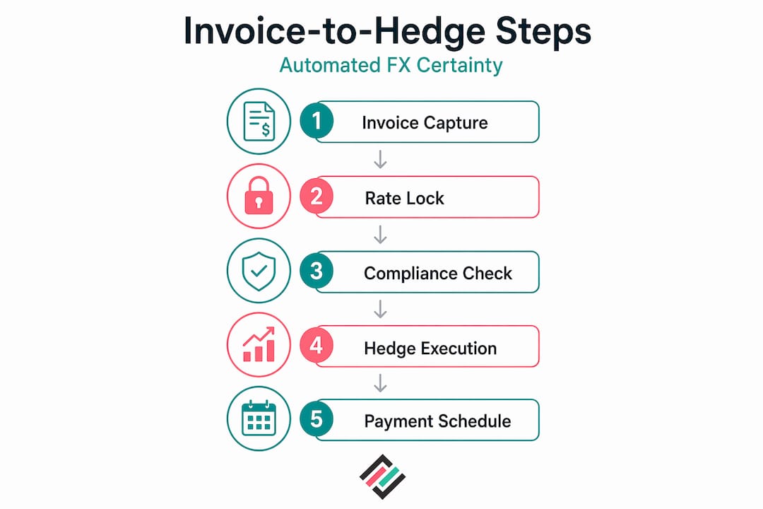 Infographic showing automated FX workflow steps