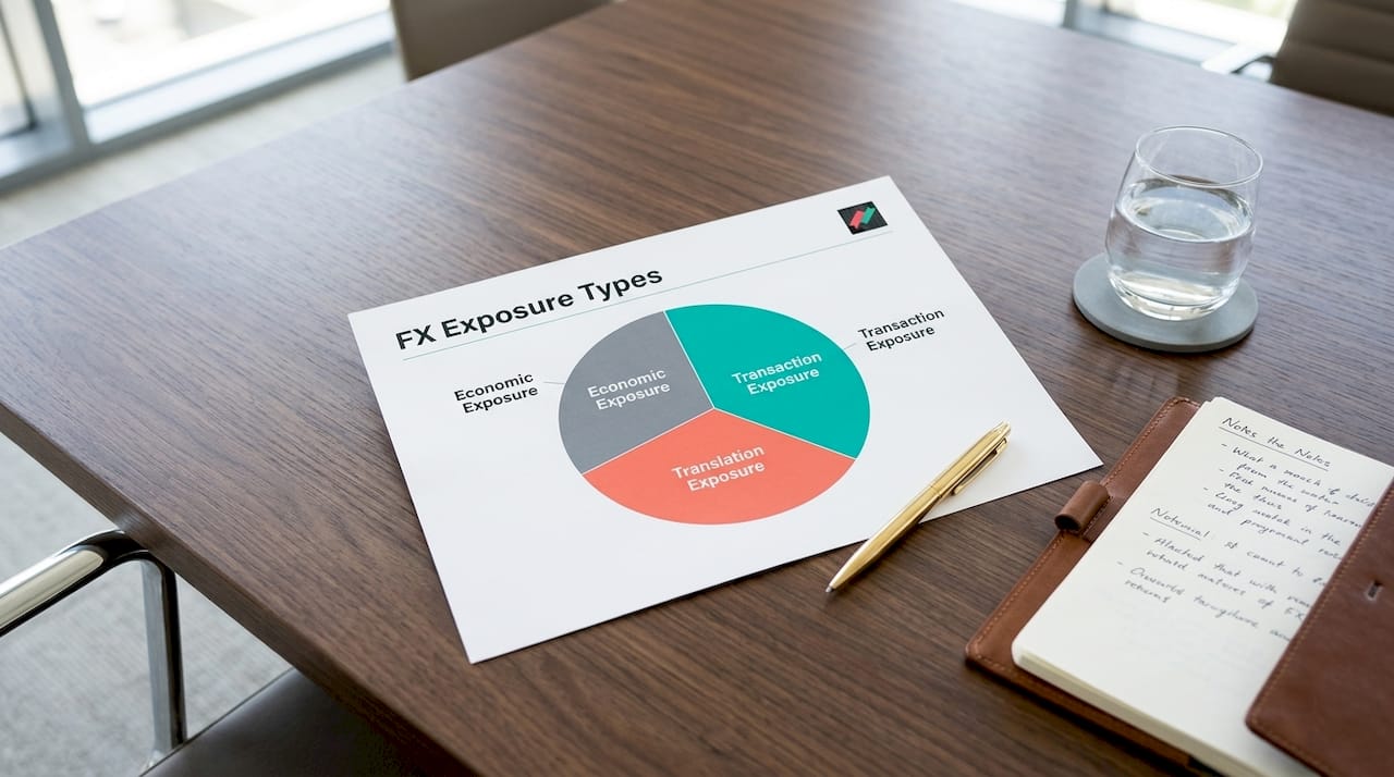 Printed pie chart of FX exposure types