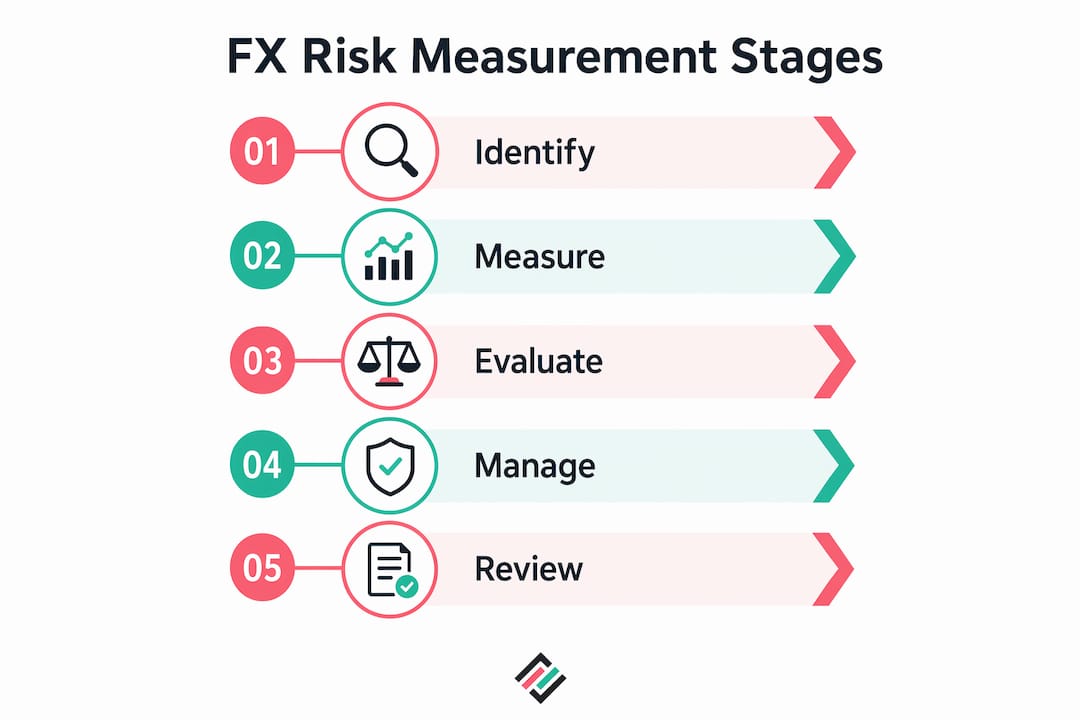 Infographic showing stages of FX risk measurement