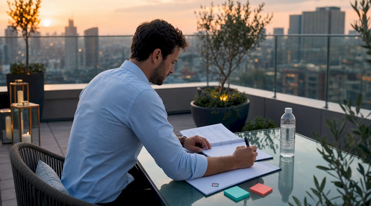 Business professional examining compliance regulations
