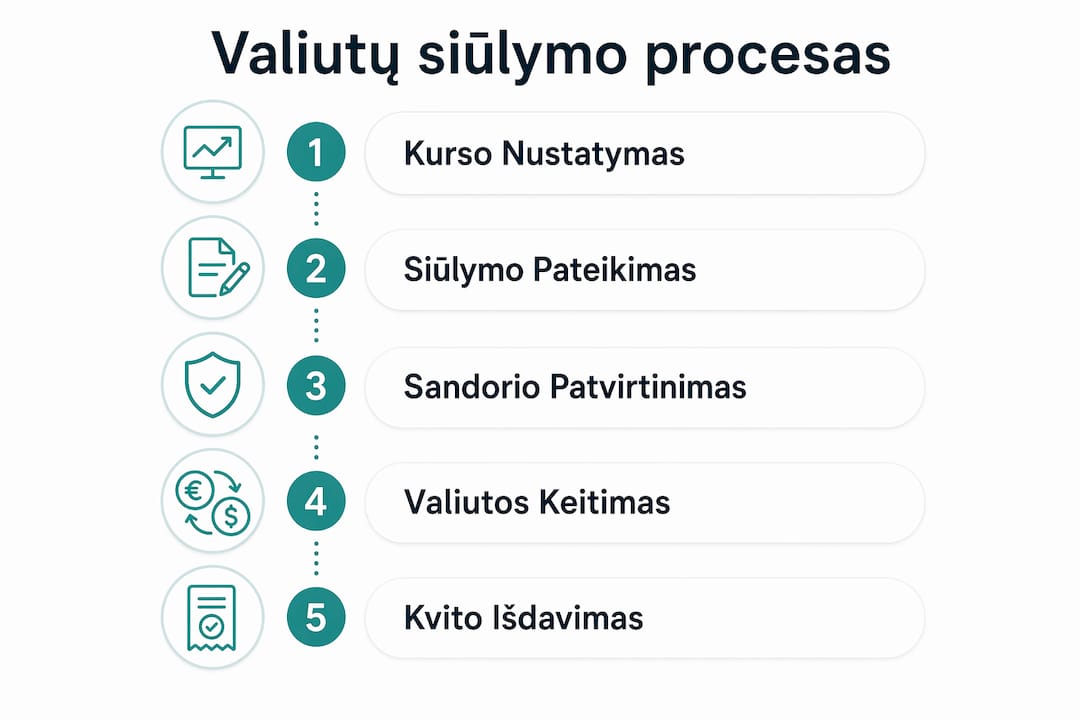 Infografikas: kaip vyksta valiutos pasiūlymo procesas – pagrindiniai žingsniai ir svarbiausi momentai