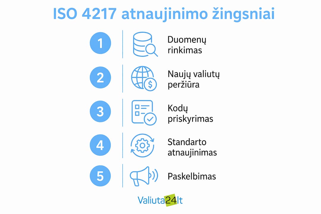 Vizualus gidas: kaip vyksta ISO 4217 standarto atnaujinimas