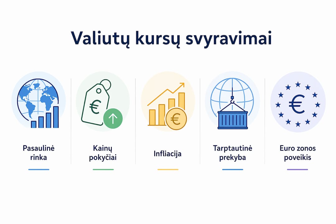 Infografikas: kaip svyruoja valiutų kursai ir ką tai reiškia mūsų piniginei