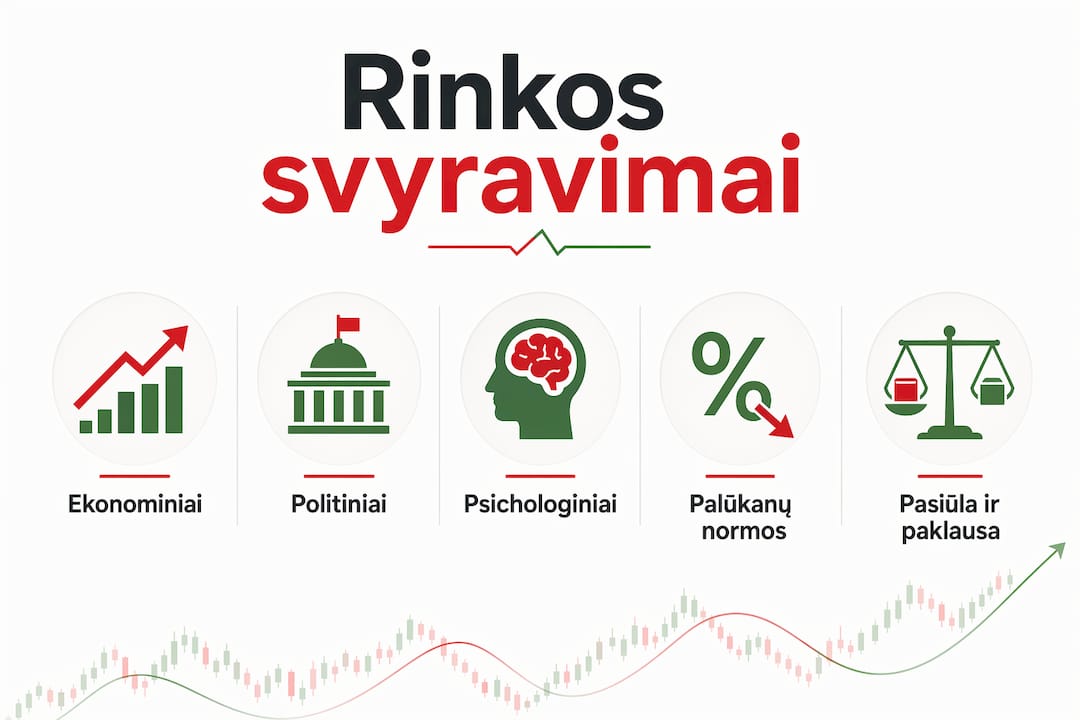 Vizualinis gidas: kas lemia rinkos svyravimus ir kokios jų pagrindinės rūšys