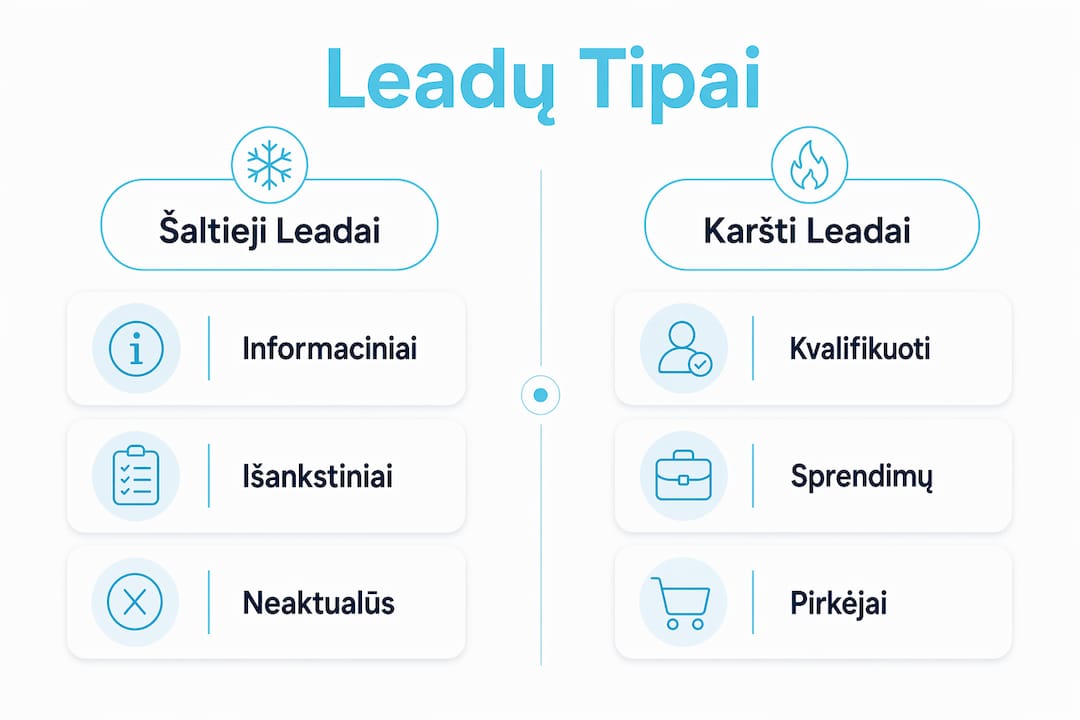 Infografikas: pagrindinės leadų rūšys ir jų skirtumai