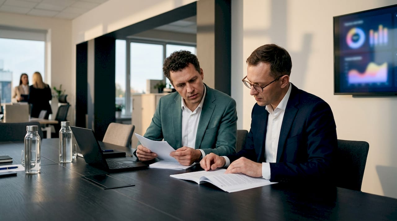 Du priežiūros institucijų atstovai bendradarbiaudami nagrinėja finansinių taisyklių taikymą.