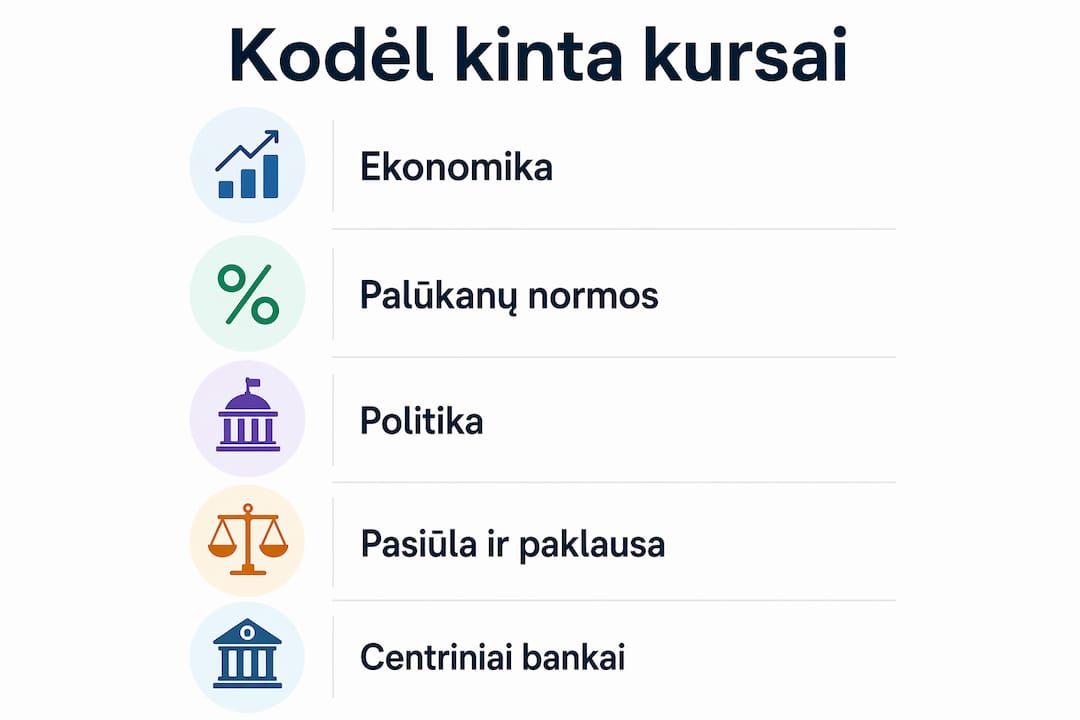 Infografikas: kas lemia valiutų kursų svyravimus?