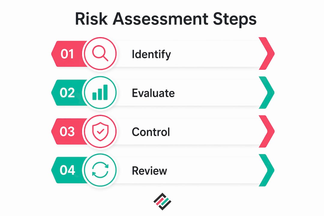 Infographic illustrating four risk assessment stages