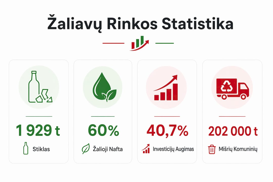 Pagrindinės žaliavų rinkos statistikos apžvalga infografike