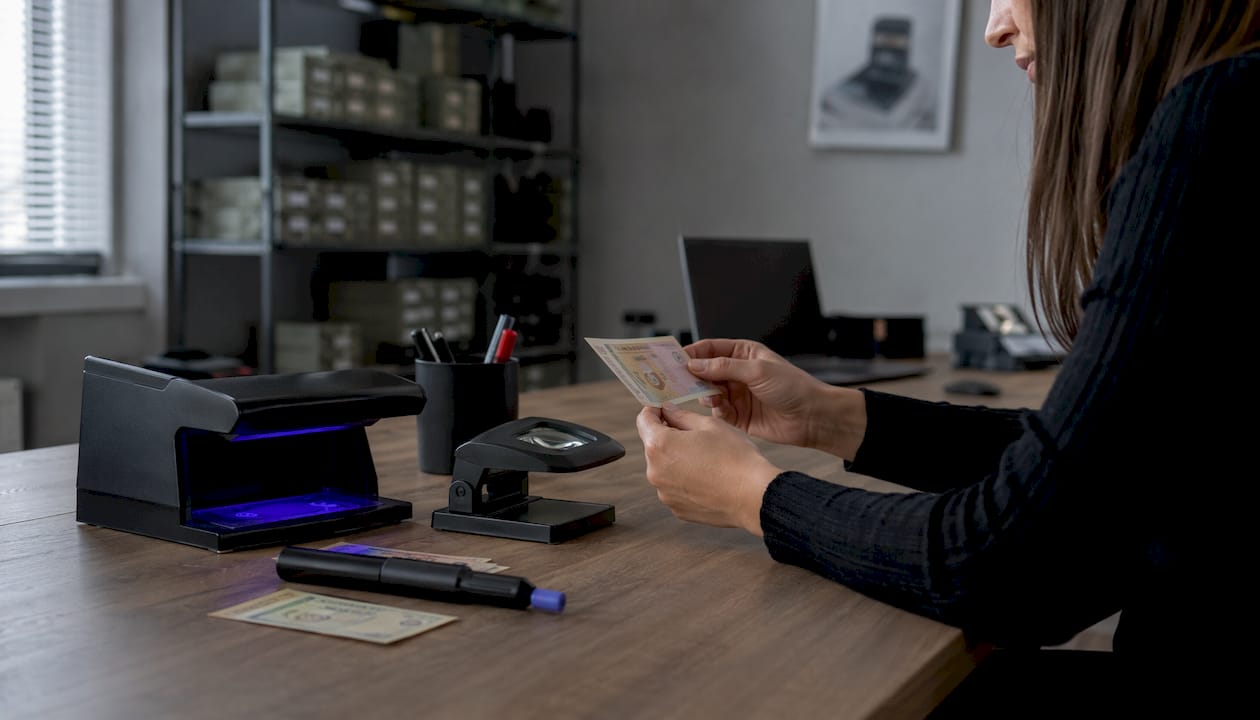 Ant biuro stalo – įrankiai banknotų tikrinimui