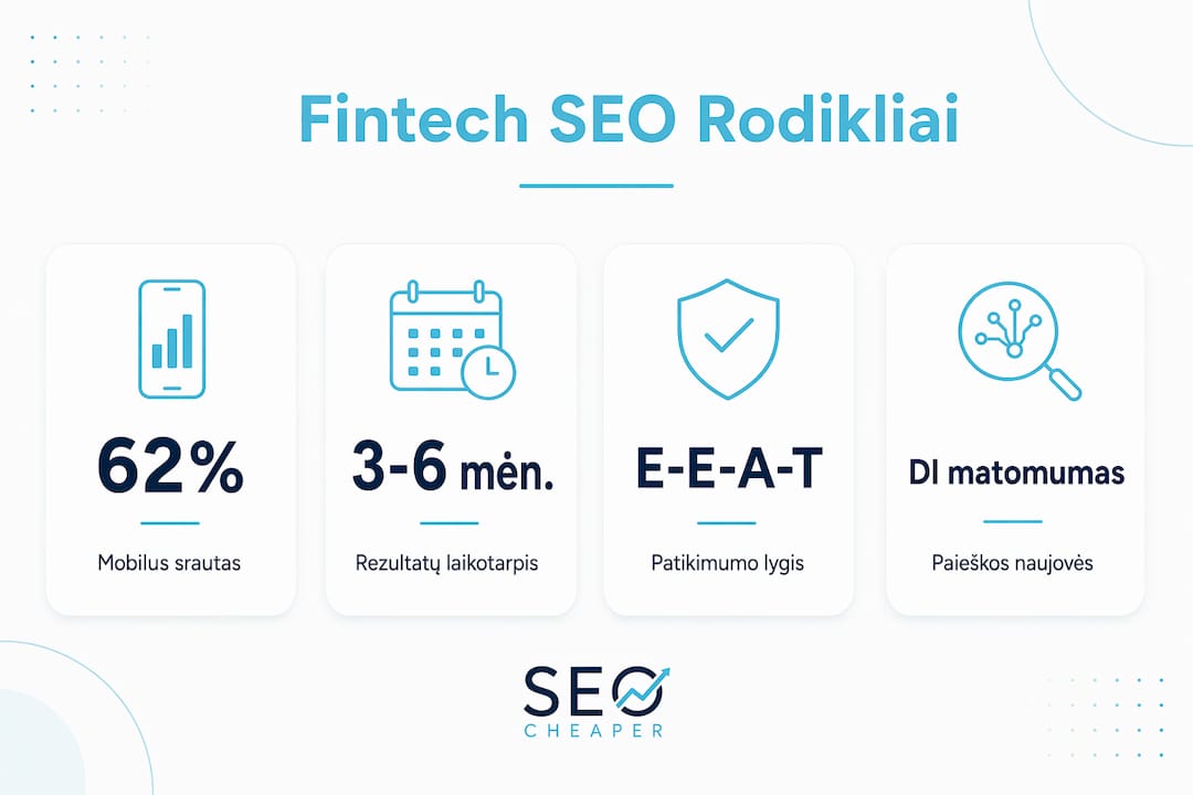 Svarbiausi fintech SEO rodikliai – aiškiai ir patogiai vienoje infografikoje
