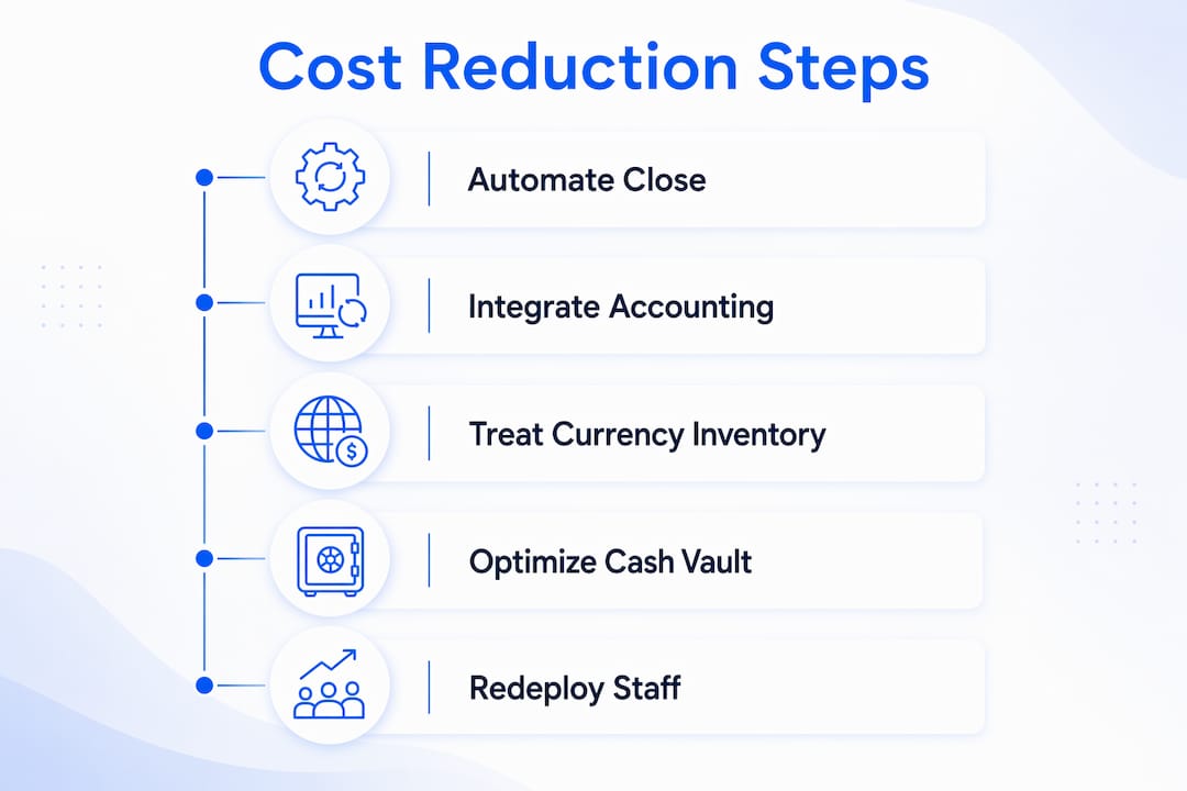 Infographic showing operational cost reduction steps