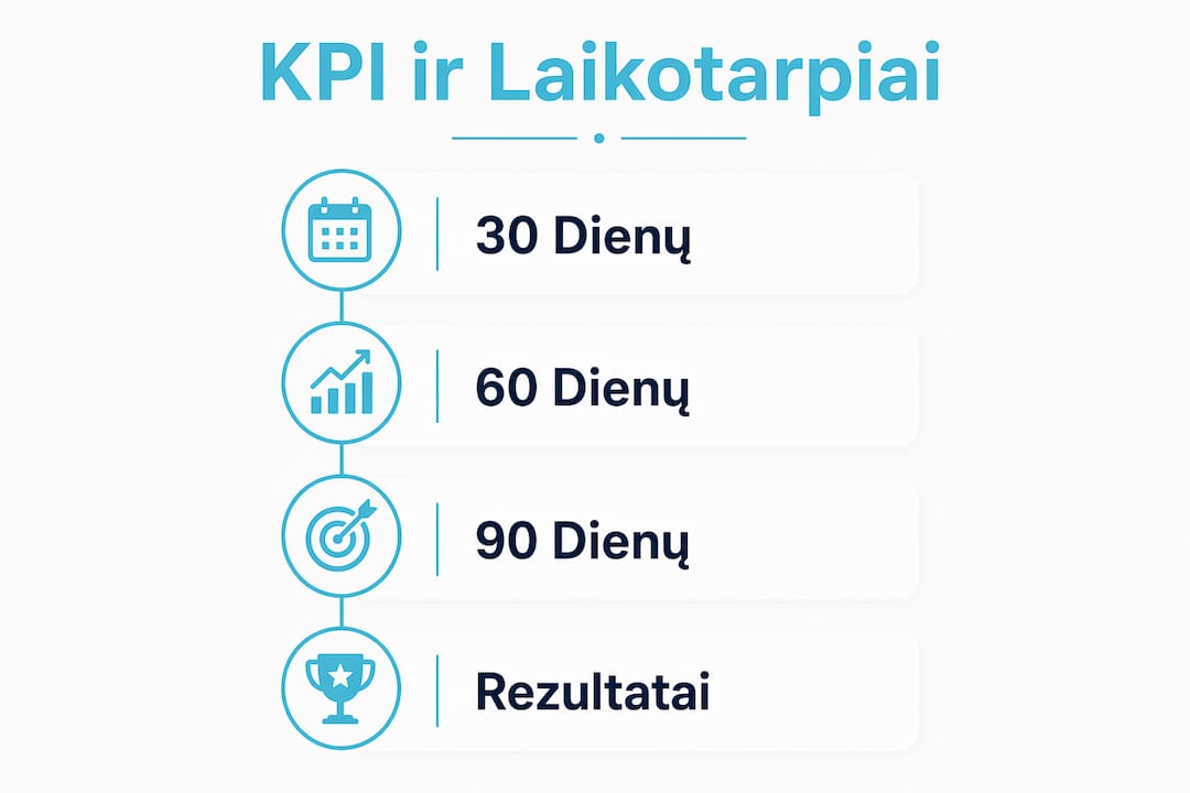 Vizualus fintech SaaS pagrindinių rodiklių ir jų stebėjimo laikotarpių pristatymas