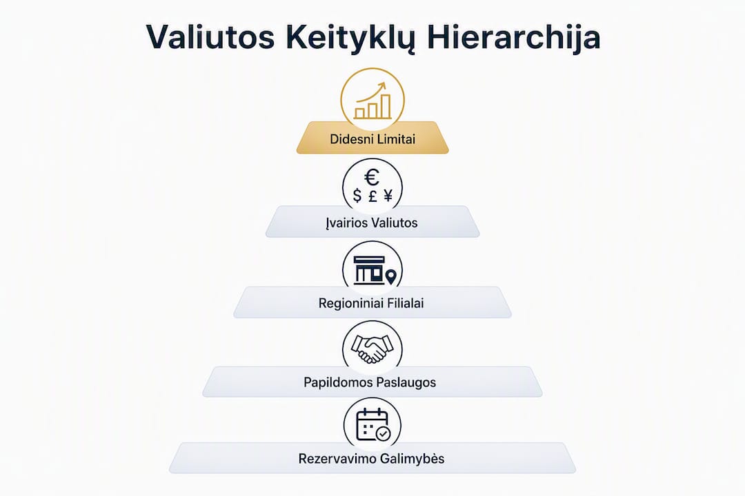 Infografikas: kokie valiutų keitimo limitai ir pasirinkimo galimybės Lietuvoje