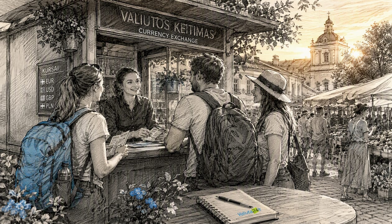 Oro uosto terminale įsikūręs valiutos keityklos skyrius