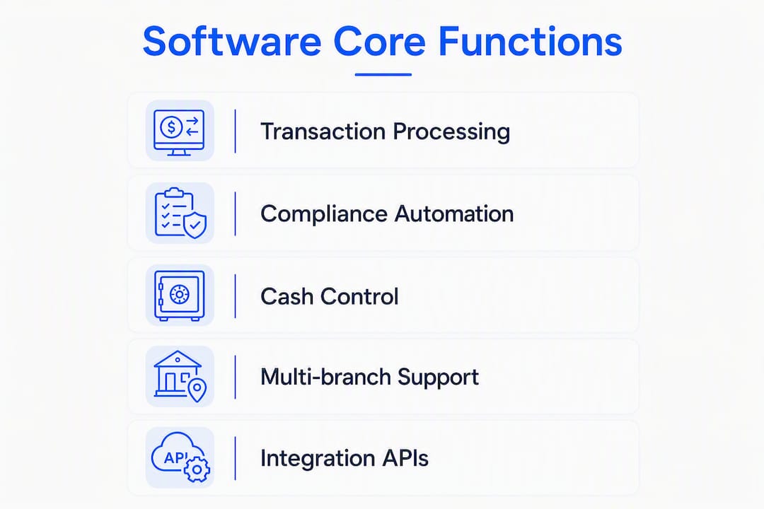 Infographic illustrating core functions of exchange software