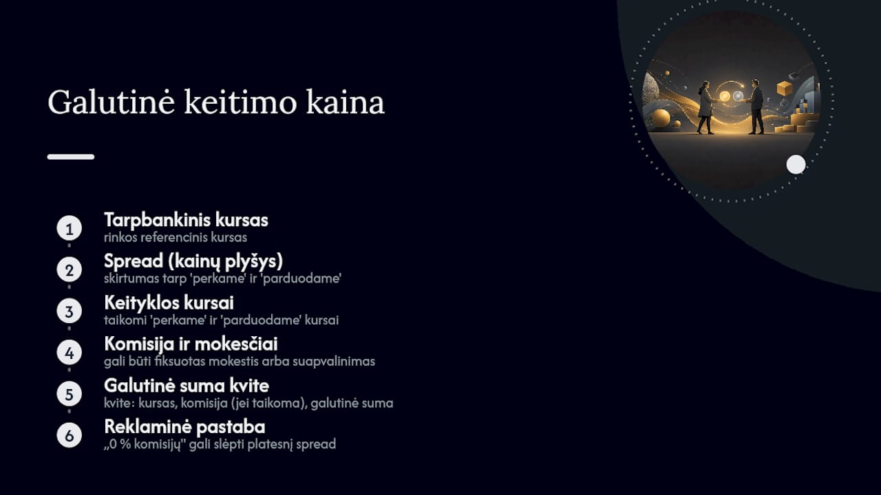 Schema, kuri aiškiai parodo, kaip nustatomi pirkimo ir pardavimo kursai, bei paaiškina skirtumą tarp jų – vadinamąjį spredą.