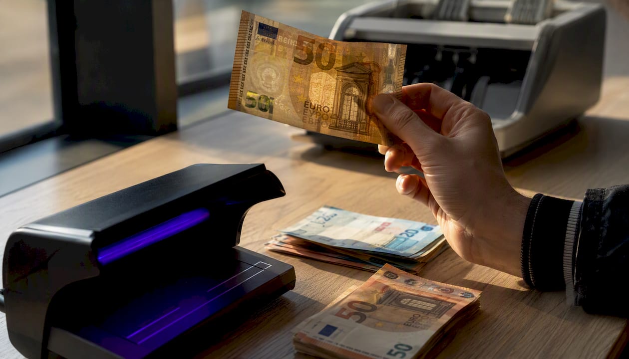 Banknotų tikrumo tikrinimas rankiniu būdu