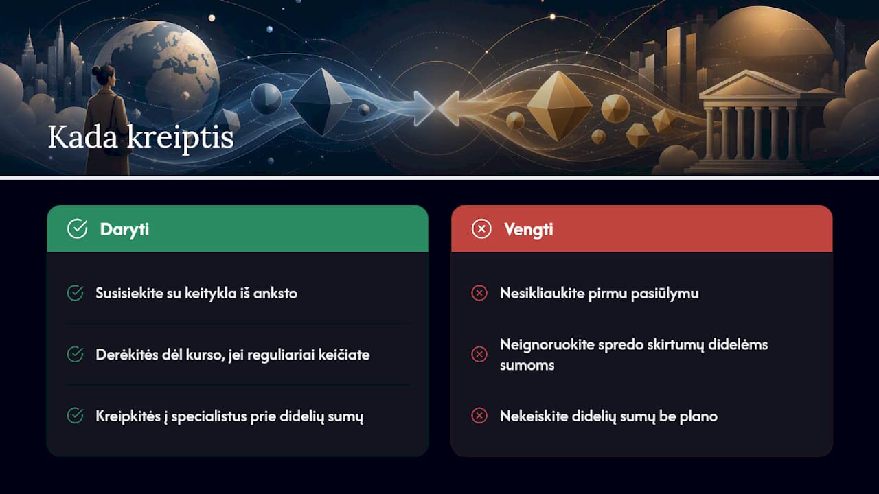 Kada verta kreiptis į specializuotą keityklą — overview diagram