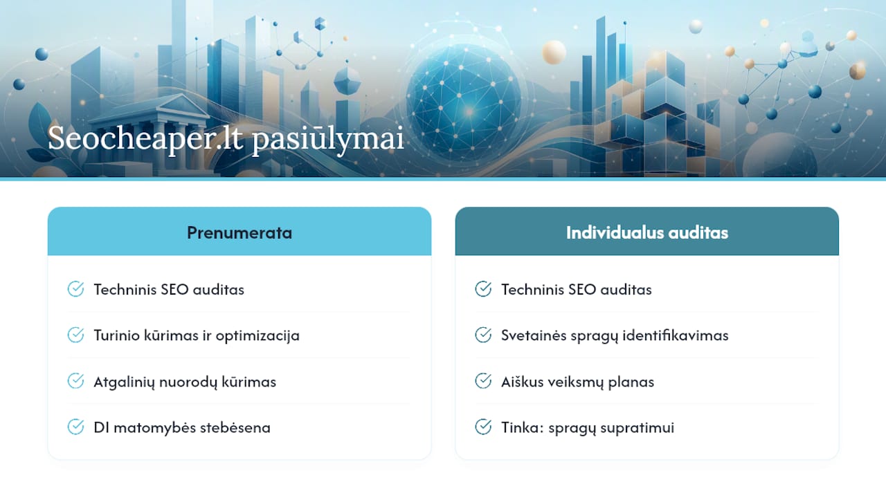 Seocheaper.lt: fintech SEO sprendimas, pritaikytas jūsų sektoriui — overview diagram