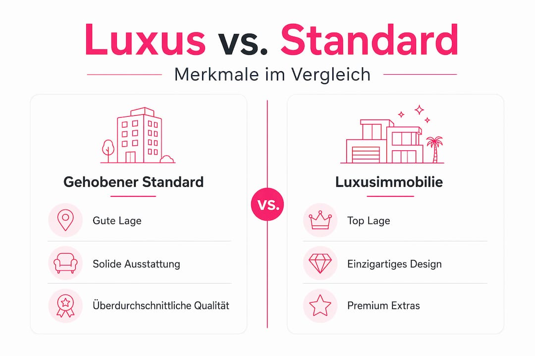 Infografik: Luxusimmobilien im Vergleich zu klassischen Wohnobjekten