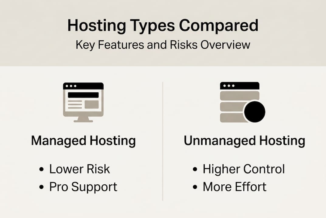 Infographic comparing managed versus unmanaged hosting
