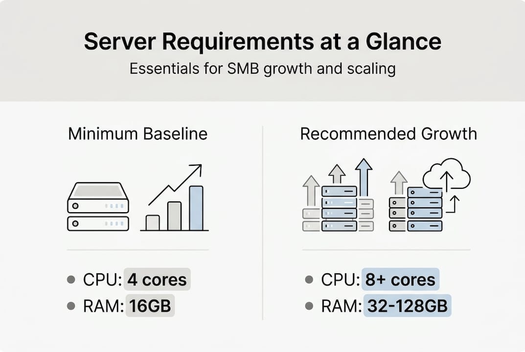 Infographic outlining dedicated server requirements