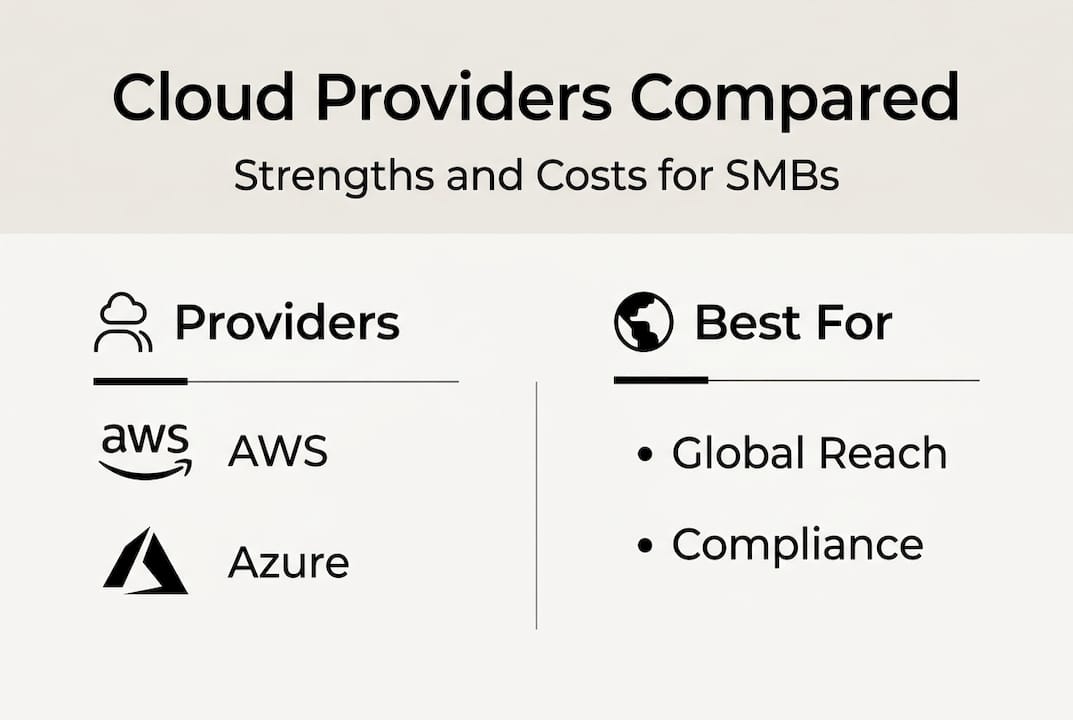Infographic comparing main cloud providers for SMBs