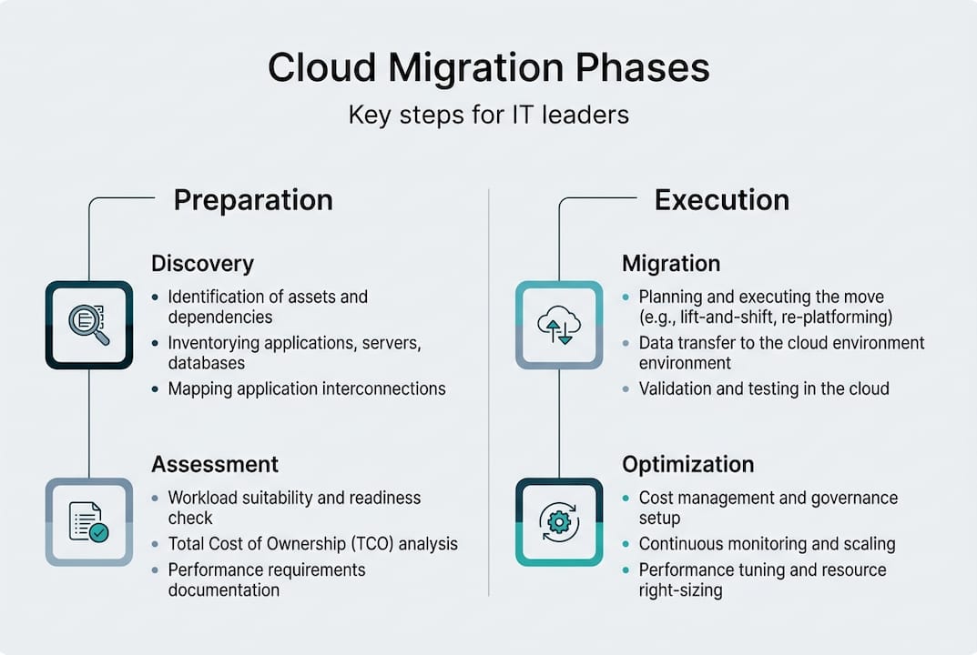 Infographic of main cloud migration phases