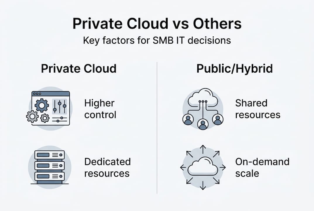 Infographic comparing private cloud options