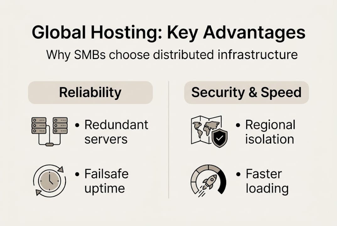 Infographic of global hosting advantages for SMBs