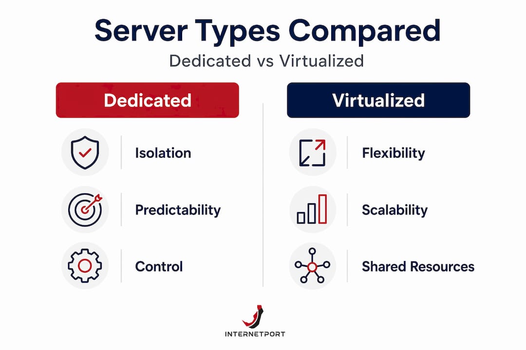 Side-by-side server types comparison infographic
