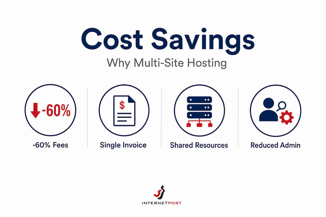 Infographic showing cost savings with multi-site hosting