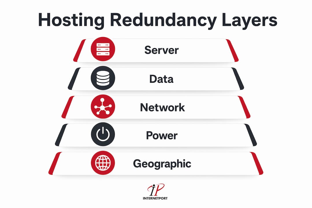 Infographic showing hosting redundancy layers