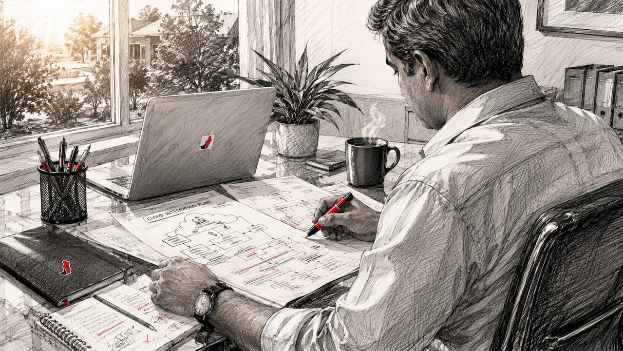 Person reviewing cloud integration documents