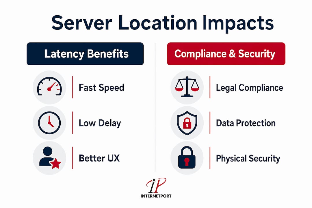 Infographic comparing latency benefits with compliance and security