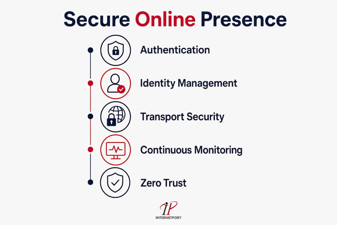 Infographic showing secure online presence steps
