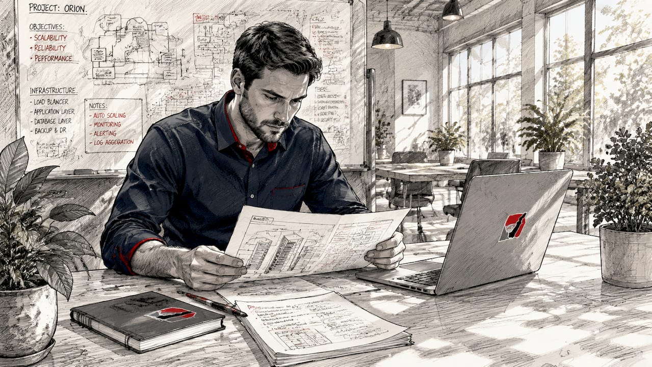 IT professional working with database equipment
