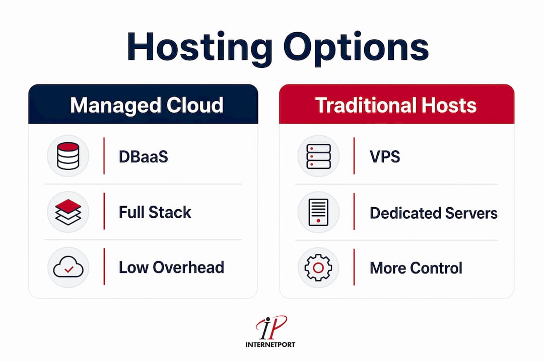 Infographic comparing managed cloud and traditional database hosting