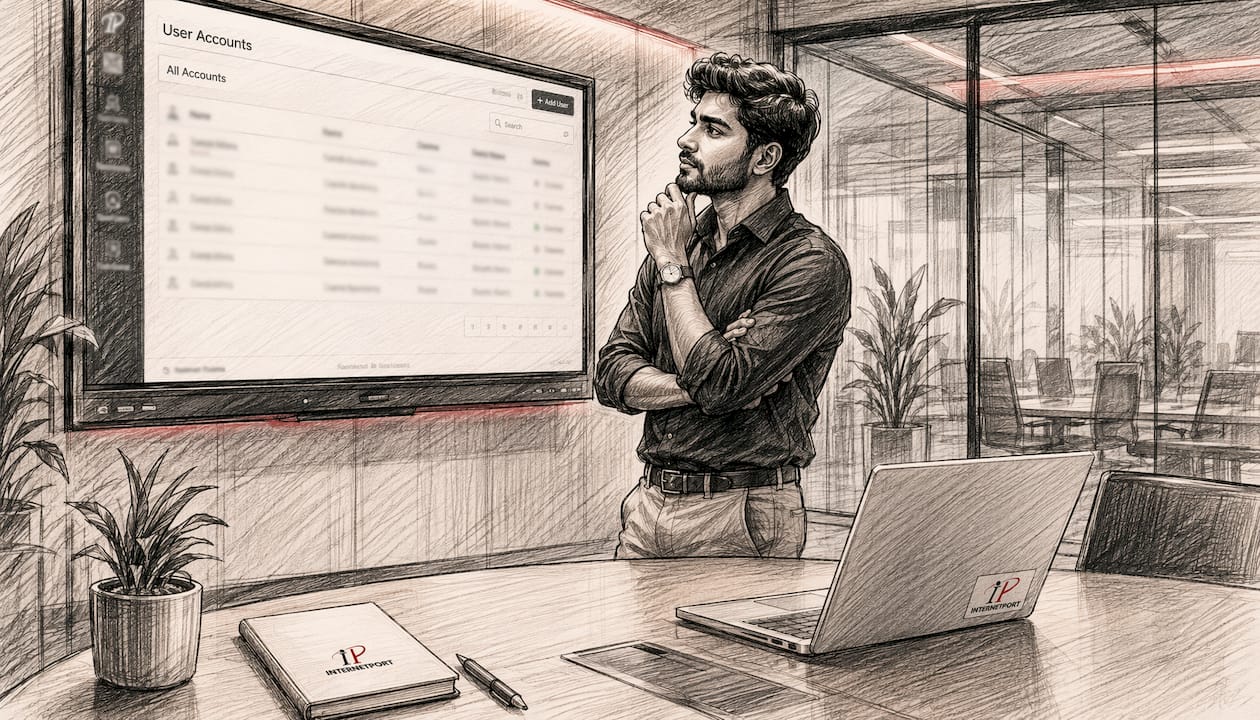 IT professional auditing user accounts on computer