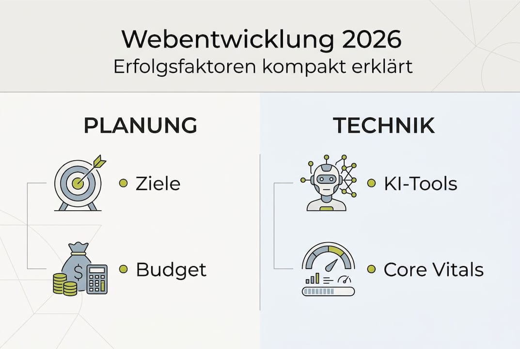 Infografik: Die wichtigsten Erfolgsfaktoren für die Webentwicklung im Jahr 2026