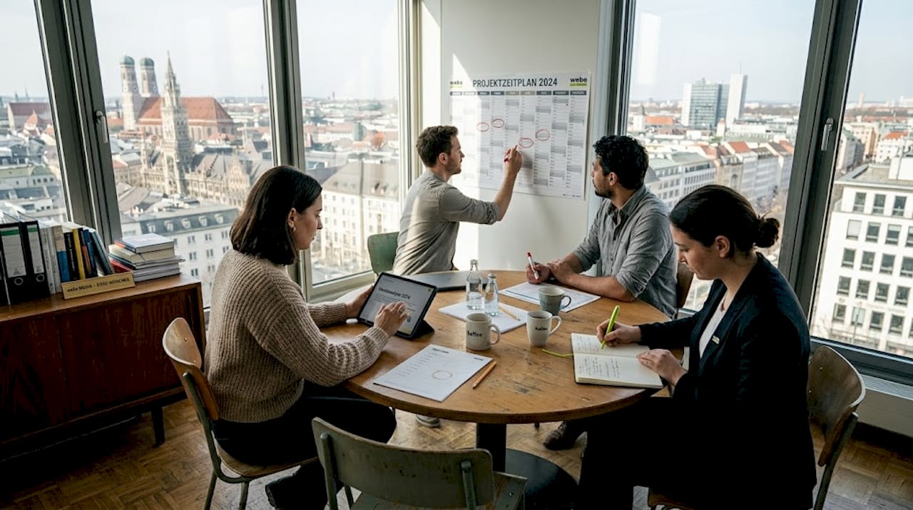 Das Team arbeitet gemeinsam an der Konzeption einer neuen Social-Media-Kampagne.