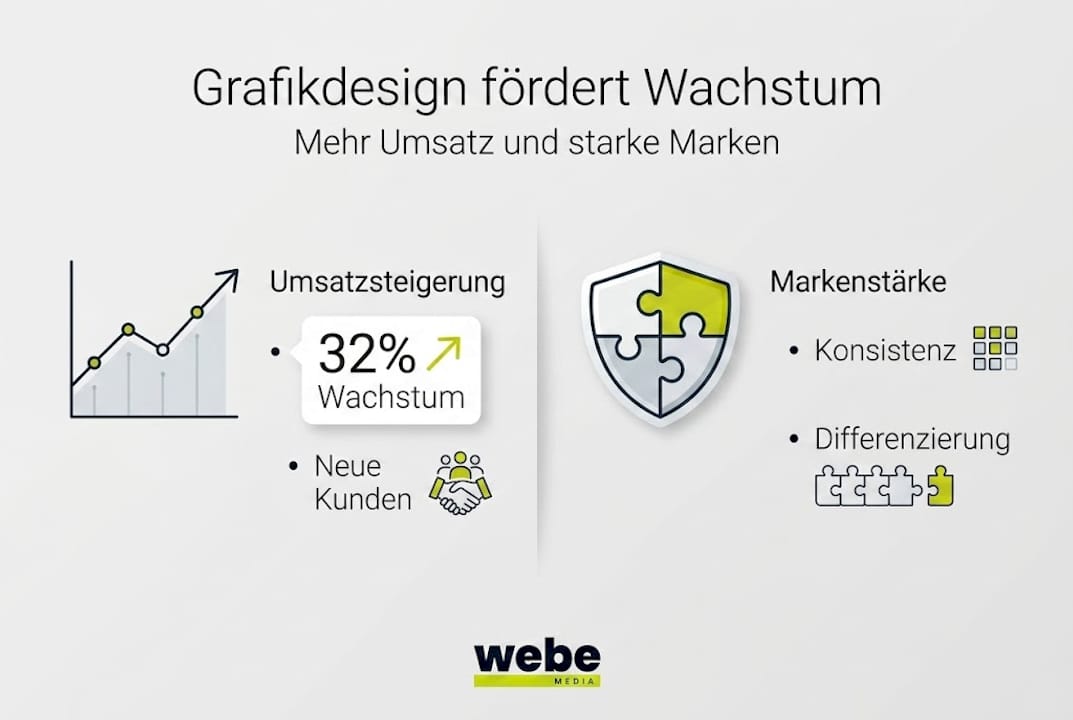 Eine anschauliche Infografik verdeutlicht, wie Grafikdesign als Motor für Wachstum fungiert.