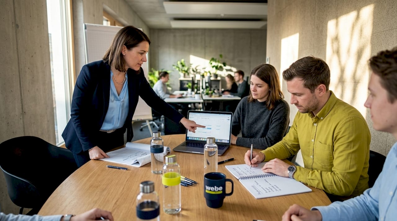 Im Online-Meeting bespricht das Team, wer welche Aufgaben übernimmt.